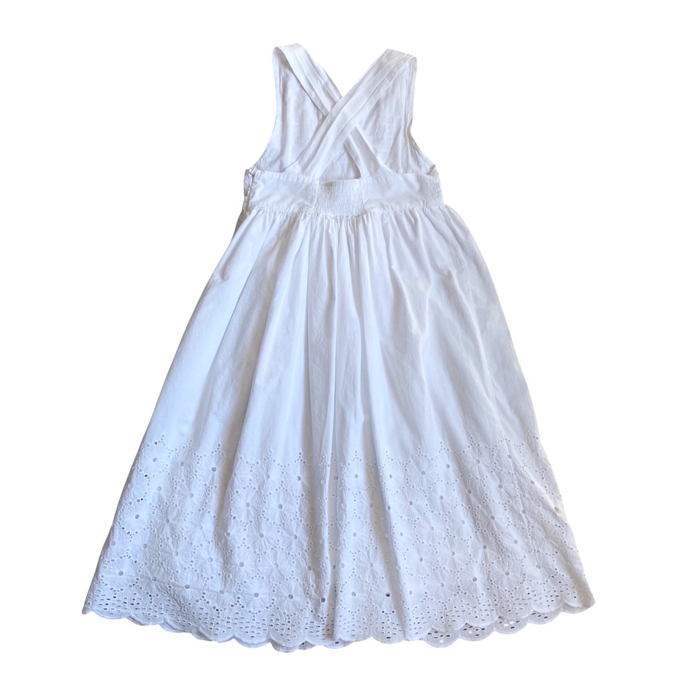 COTTON KIDS Eyelet Lace Maxi Sun Dress Girls SZ 10 White Smocked Crisscross Back - Picture 10 of 12